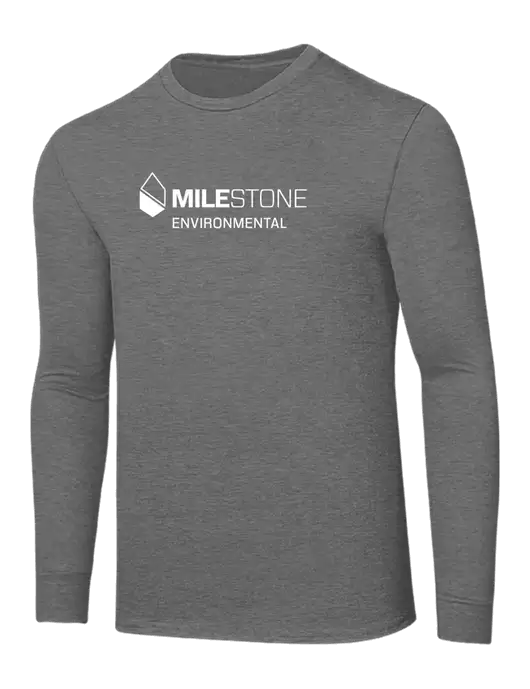 Core Blend Medium Grey Heather Long Sleeve Tee w/Milestone Environmental Logo