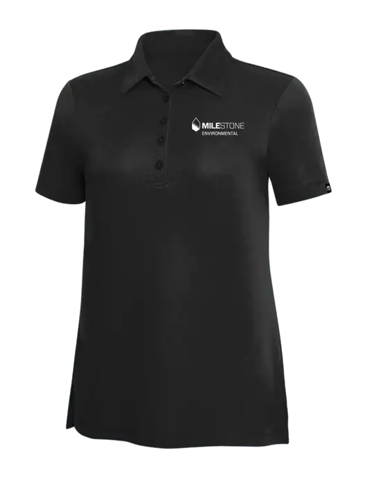TravisMathew Black Solid Womens Oceanside Polo w/Milestone Environmental Logo