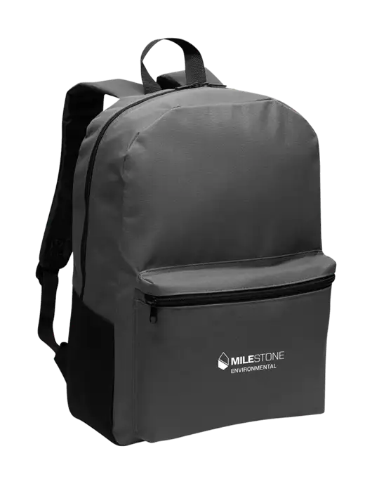 Casual Dark Charcoal Lightweight Laptop Backpack w/Milestone Environmental Logo
