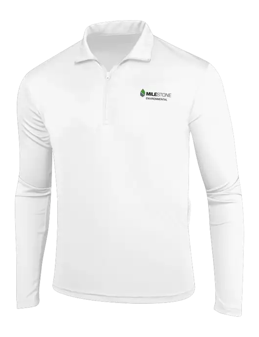 White PosiCharge Competitor 1/4 Zip Pullover w/Milestone Environmental Logo