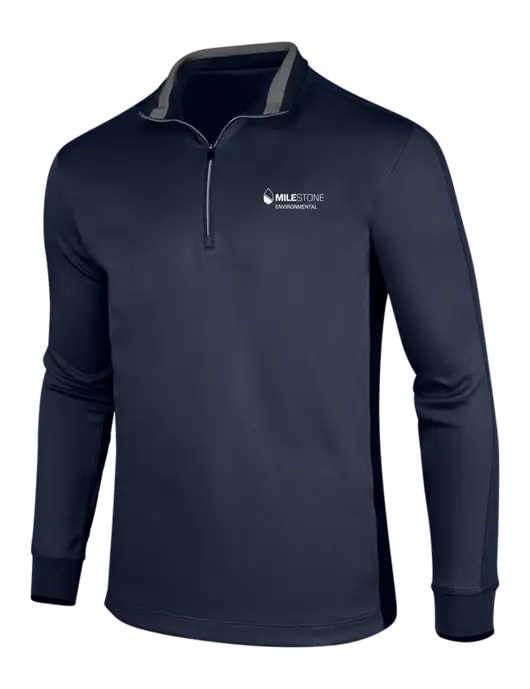 NIKE Midnight Navy Heather/Midnight Navy Dry-Fit 1/2 Zip Cover-Up w/Milestone Environmental Logo