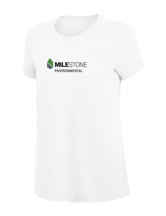 Womens Simply Soft White 4.5oz Poly/Combed Ring Spun Cotton T-Shirt
 w/Milestone Environmental Logo