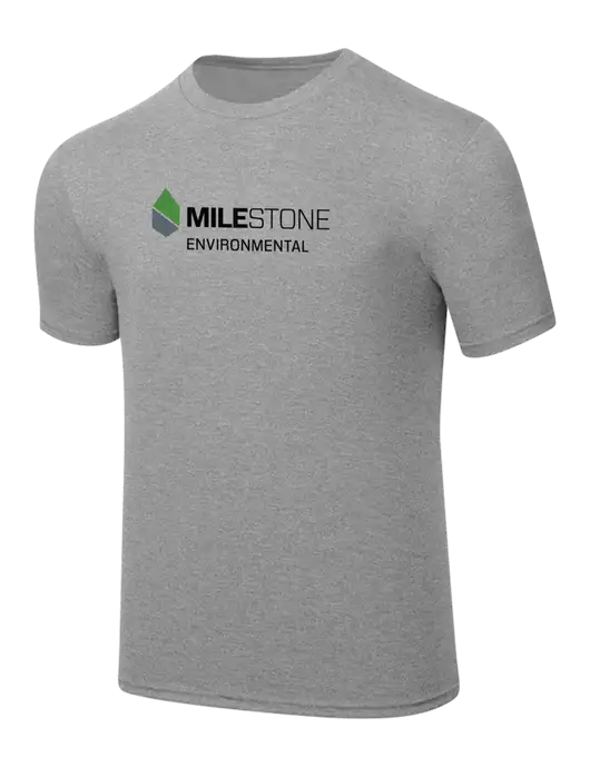 Simply Soft Heathered Light Grey 4.5oz  Poly/Combed Ring Spun Cotton T-Shirt w/Milestone Environmental Logo
