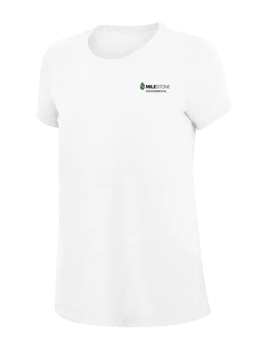Womens Simply Soft White 4.5oz Poly/Combed Ring Spun Cotton T-Shirt
 w/Milestone Environmental Logo