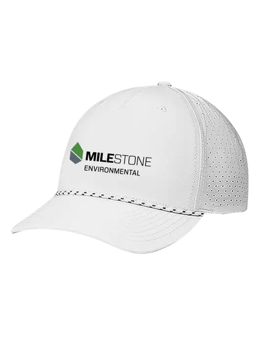 Richardson Laser Perf Performance White/White-Black Rope Cap w/Milestone Environmental Logo