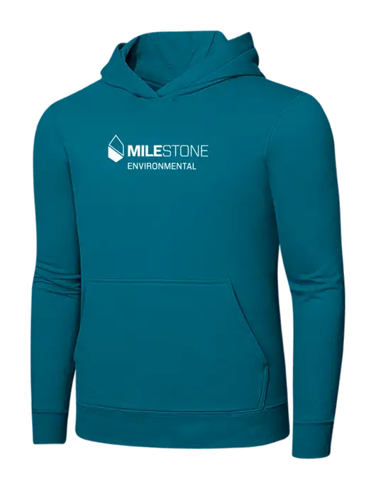 Dark Teal 7.8 oz Ring Spun Hooded Sweatshirt w/Milestone Environmental Logo