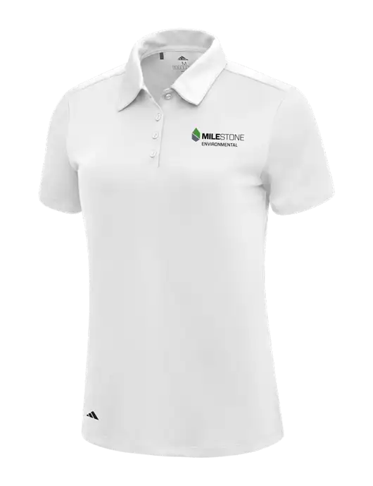 Adidas White Womens Ultimate Solid Polo w/Milestone Environmental Logo