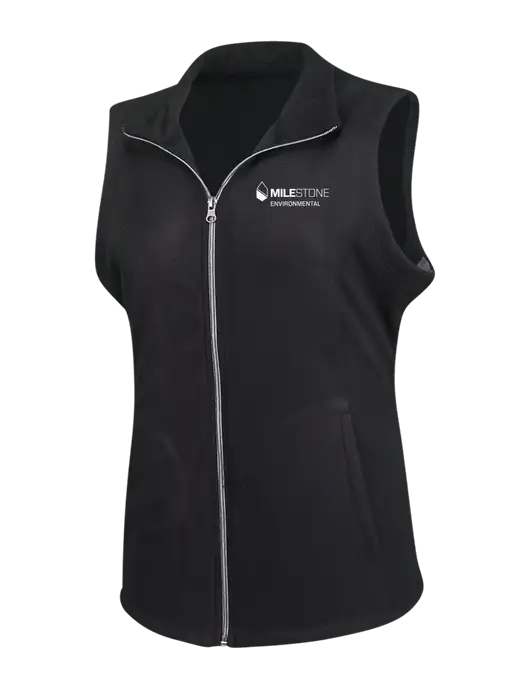 Black Womens Microfleece Vest w/Milestone Environmental Logo