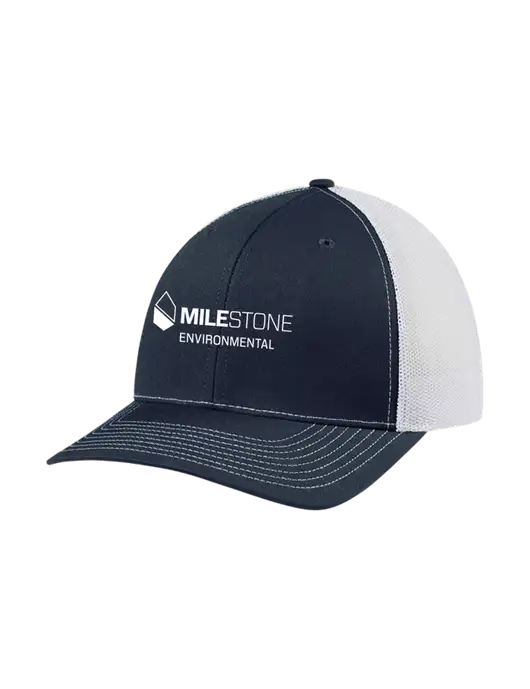 Richardson Adjustable Snapback Original 112 Trucker Cap Navy w/White Mesh w/Milestone Environmental Logo