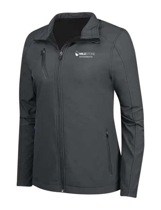 Dark Grey Womens Welded Softshell Jacket w/Milestone Environmental Logo