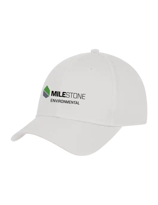 White Structured Cap Hook & Loop w/Milestone Environmental Logo