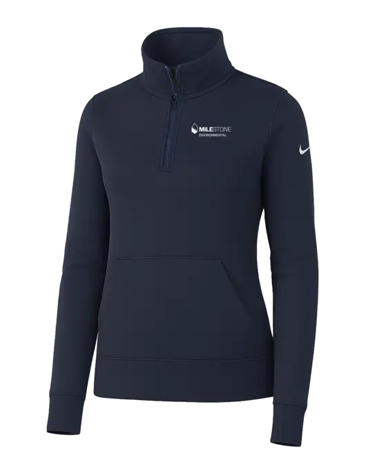 Nike Womens Dark Navy Club Fleece Sleeve Swoosh 1/2-Zip w/Milestone Environmental Logo