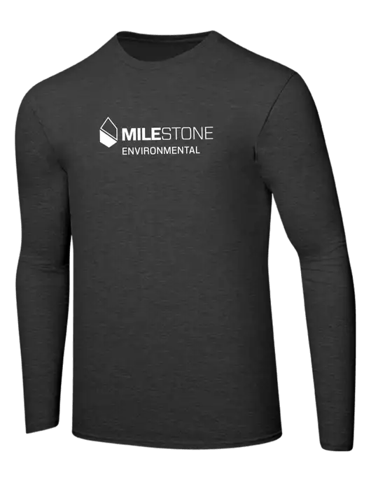 Ring Spun Dark Heather Grey 4.5 oz Long Sleeve T-Shirt w/Milestone Environmental Logo