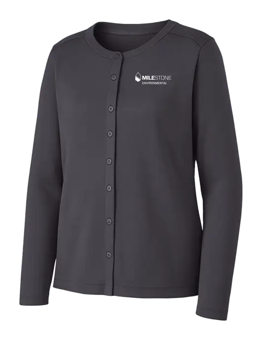 Grey Smoke Womens Concept Stretch Button-Front Cardigan Sweater w/Milestone Environmental Logo