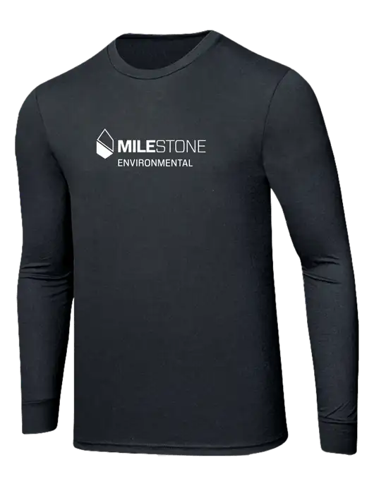 Simply Soft Long Sleeve Black Frost 4.5 oz, Poly/Combed Ring Spun Cotton T-Shirt w/Milestone Environmental Logo