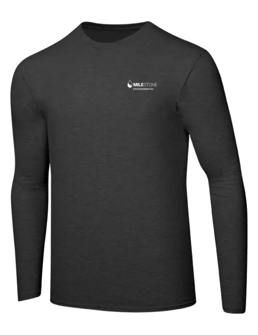Ring Spun Dark Heather Grey 4.5 oz Long Sleeve T-Shirt w/Milestone Environmental Logo