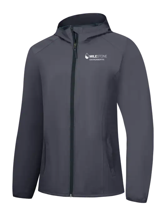 Womens Dark Grey Essential Rain Jacket w/Milestone Environmental Logo