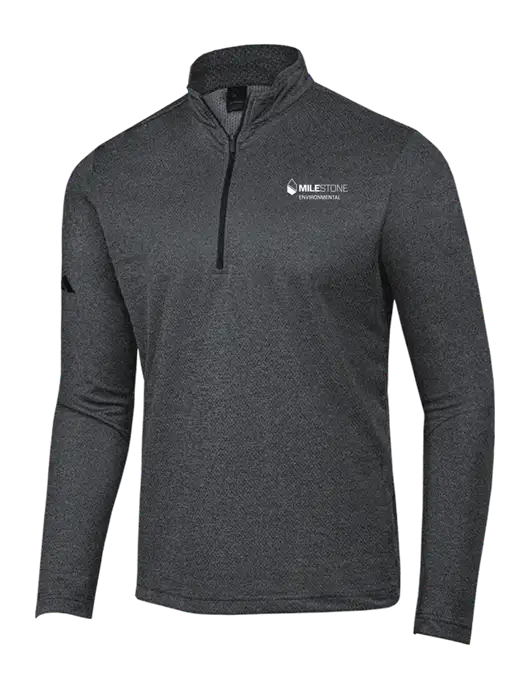 Adidas Black Melange Space Dyed Quarter-Zip Pullover w/Milestone Environmental Logo