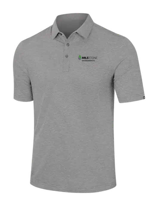 TravisMathew Light Grey Heather Sunnyvale Polo w/Milestone Environmental Logo
