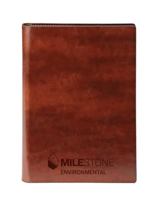 Fabrizio Brown 7 x 9.625 Padfolio & Notepad w/Milestone Environmental Logo