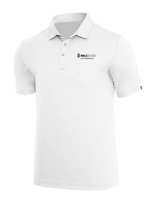 TravisMathew White Coto Performance Polo w/Milestone Environmental Logo
