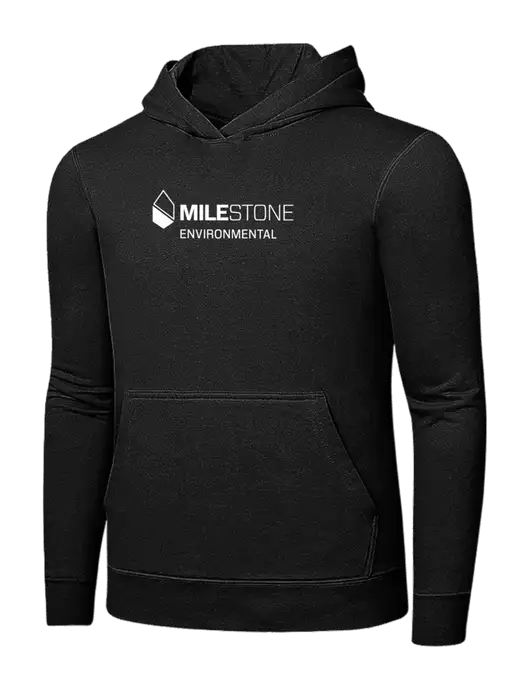 Jet Black 7.8 oz Ring Spun Hooded Sweatshirt w/Milestone Environmental Logo