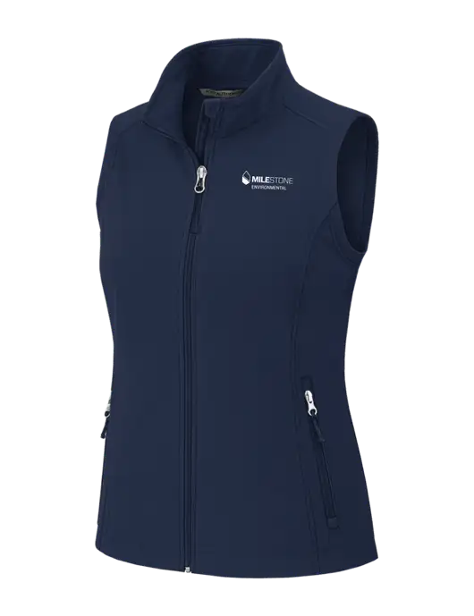 Navy Womens Core Soft Shell Vest w/Milestone Environmental Logo