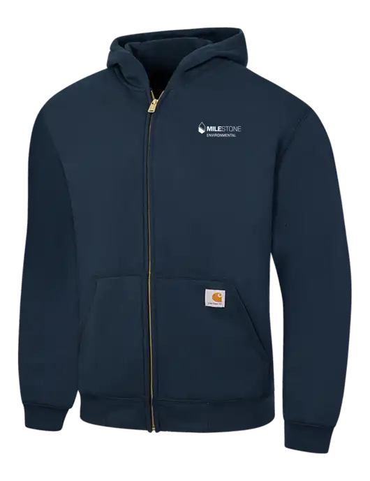 Carhartt Navy Midweight Hooded Zip-Front Sweatshirt w/Milestone Environmental Logo