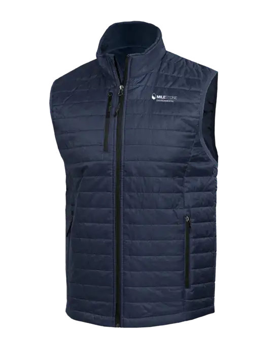 Packable Navy Puffy Vest w/Milestone Environmental Logo