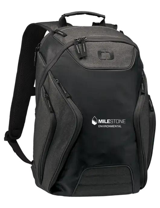 OGIO Black/Heather Grey Hatch Laptop Backpack
 w/Milestone Environmental Logo