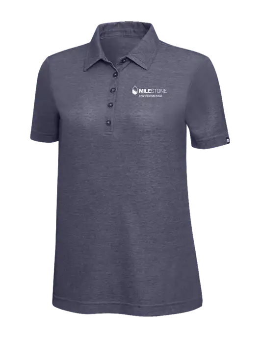 TravisMathew Navy Heather Womens Oceanside Polo w/Milestone Environmental Logo
