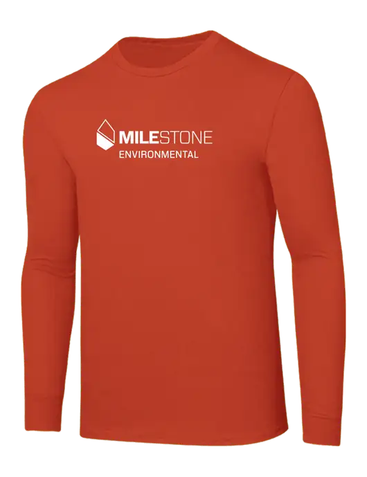 Core Blend Dark Orange Long Sleeve Tee w/Milestone Environmental Logo