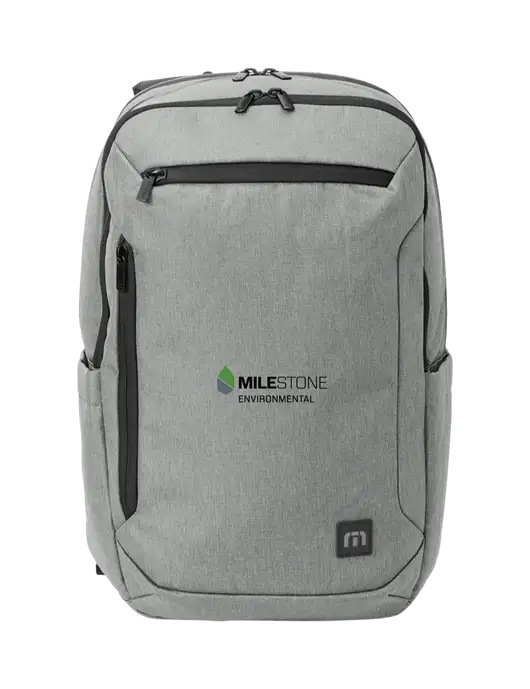 TravisMathew Light Grey Heather Duration Backpack w/Milestone Environmental Logo