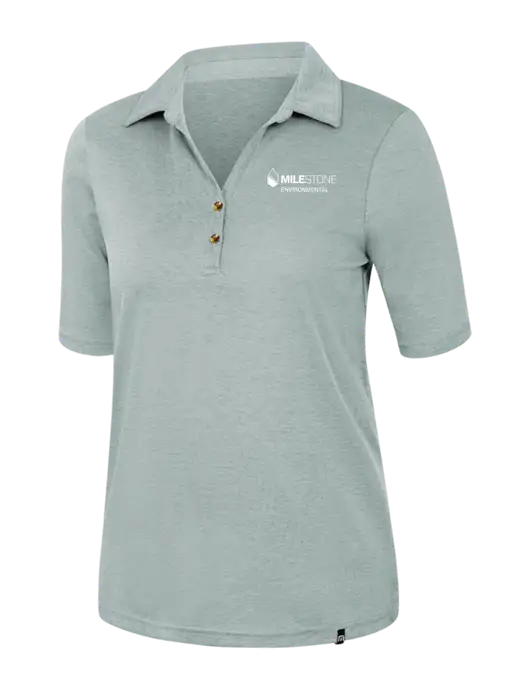 TravisMathew Womens Dark Green Heather Sunsetters Polo w/Milestone Environmental Logo