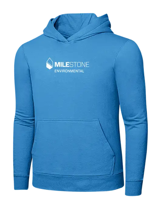 Light Aqua Blue 7.8 oz Ring Spun Hooded Sweatshirt w/Milestone Environmental Logo