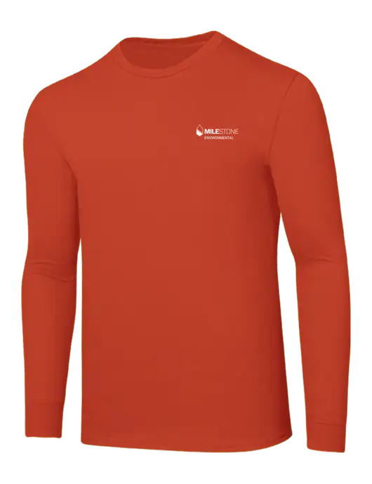 Core Blend Dark Orange Long Sleeve Tee w/Milestone Environmental Logo