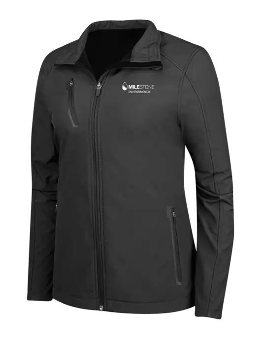 Black Womens Welded Softshell Jacket w/Milestone Environmental Logo