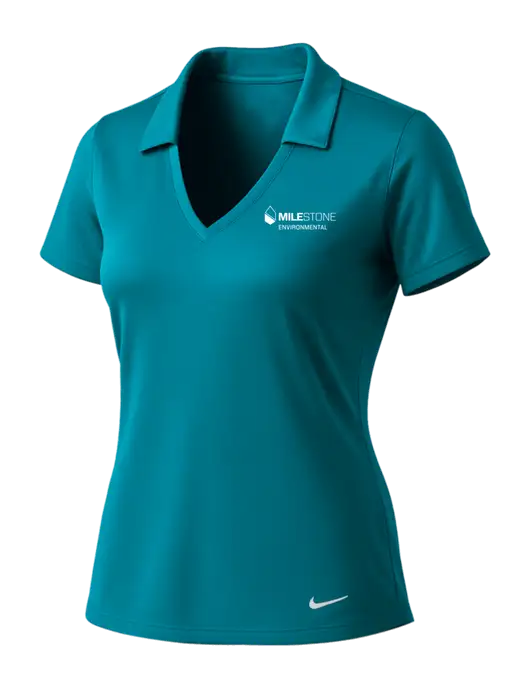 NIKE Dark Teal Womens Dri-Fit Vertical Mesh Polo w/Milestone Environmental Logo