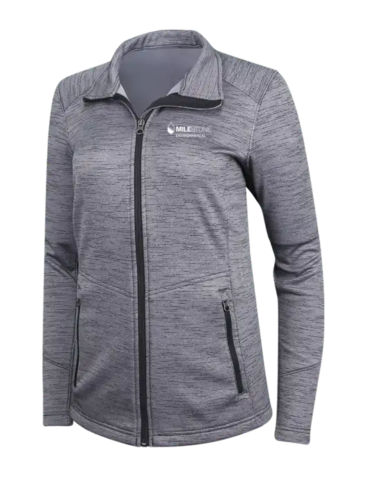 Medium Grey Womens Digi Stripe Fleece Jacket w/Milestone Environmental Logo