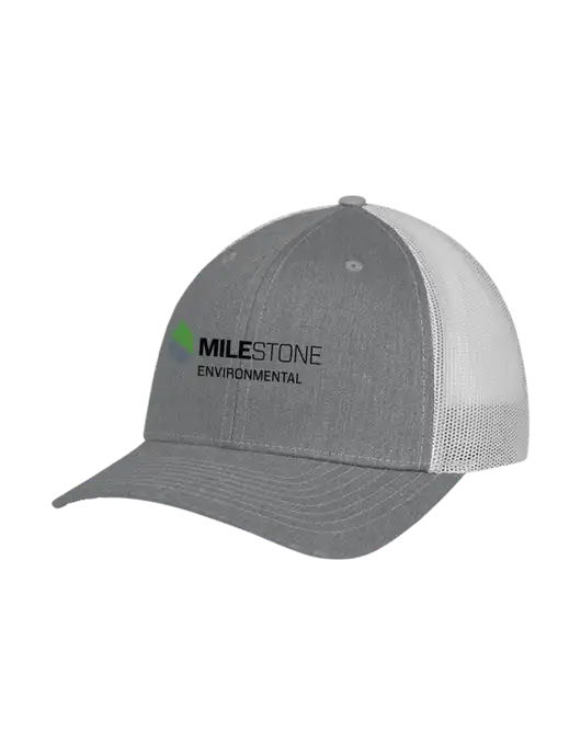 Richardson Adjustable Snapback Original 112 Trucker Cap Heather Grey w/Light Grey Mesh w/Milestone Environmental Logo