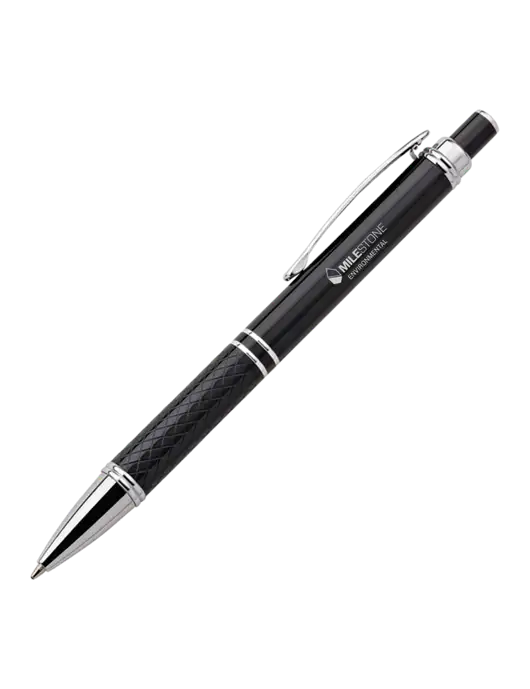 Black Stellar Scribe Pen - Black Ink w/Milestone Environmental Logo
