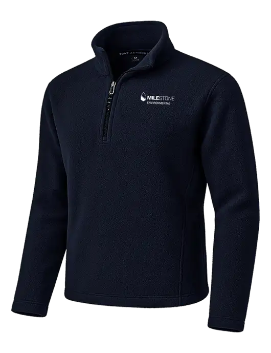 Navy Fleece 1/4-Zip Pullover w/Milestone Environmental Logo