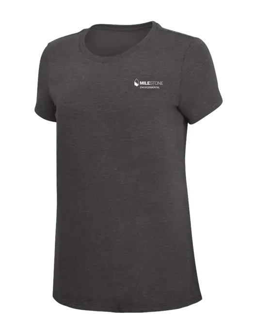 Womens Simply Soft Heather Charcoal 4.5oz  Poly/Combed Ring Spun Cotton T-Shirt w/Milestone Environmental Logo