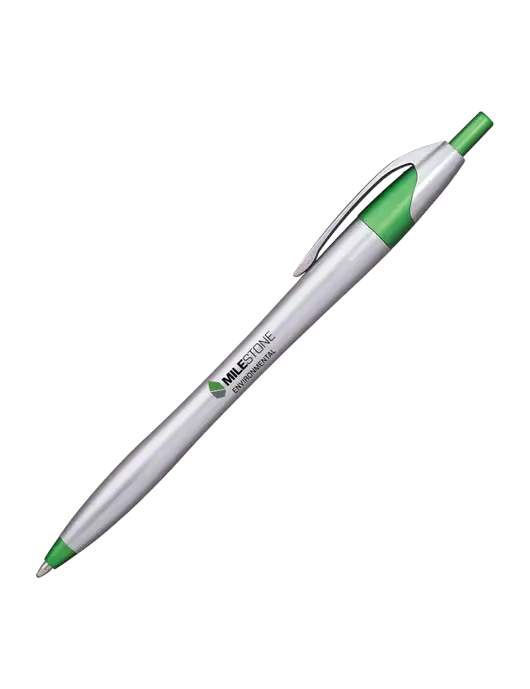 Novella Green/Chrome Bright Pen - Blue Ink w/Milestone Environmental Logo