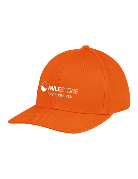 Premium Modern Structured Twill Orange Snapback Cap w/Milestone Environmental Logo