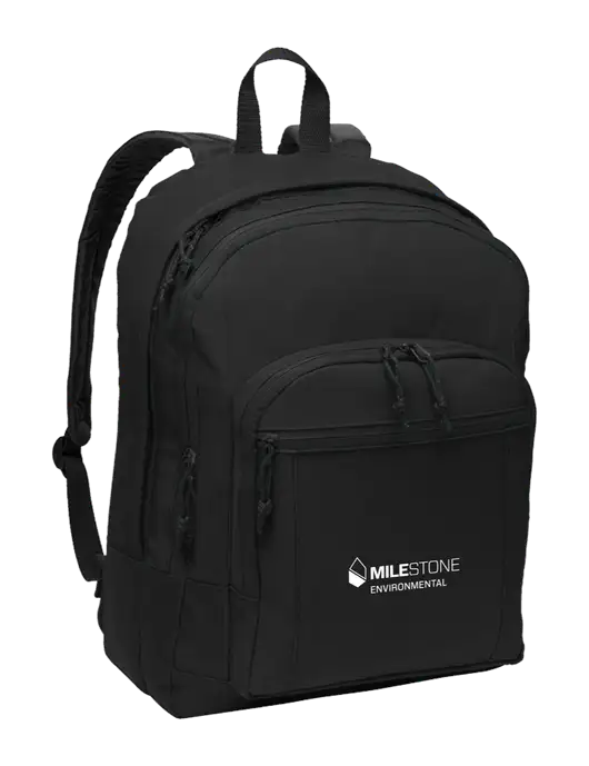 Black Essential Backpack w/Milestone Environmental Logo
