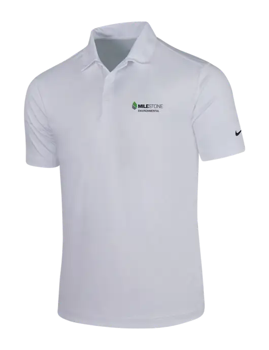 NIKE White Dri-Fit Vertical Mesh Polo w/Milestone Environmental Logo