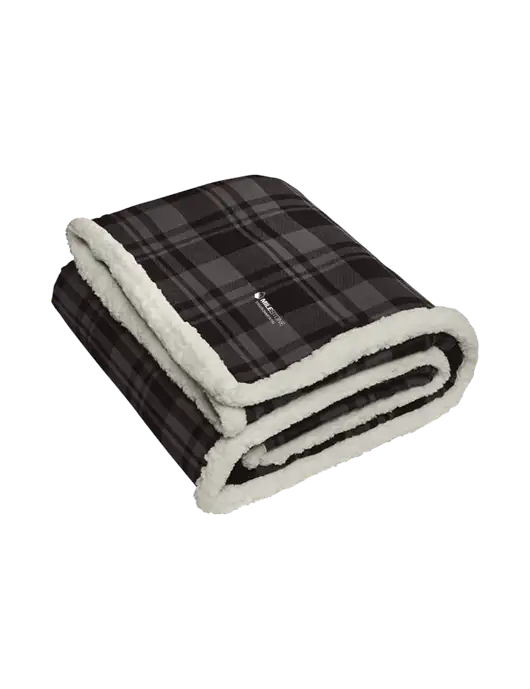 Charcoal/Medium Grey Flannel  Sherpa Blanket w/Milestone Environmental Logo