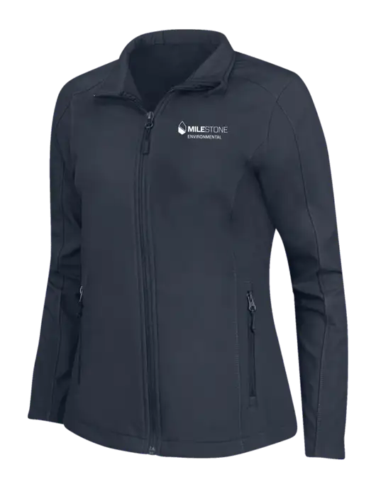 Navy Womens Core Soft Shell Jacket w/Milestone Environmental Logo