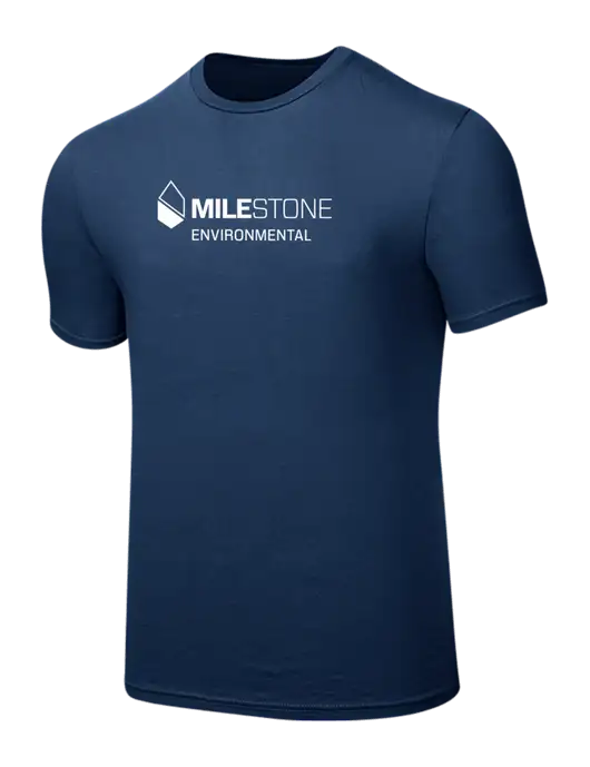 Seriously Soft Deep Slate Blue T-Shirt w/Milestone Environmental Logo